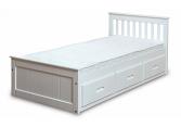 3ft single white painted pine wood wooden bed frame + 3 drawers storage 4